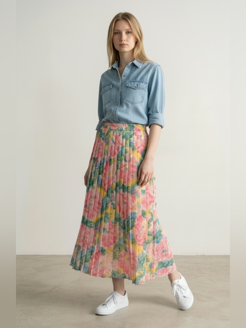 🇨🇦 Vintage Floral Pleated Skirt | Made in Canada | Size M | Free Shipping